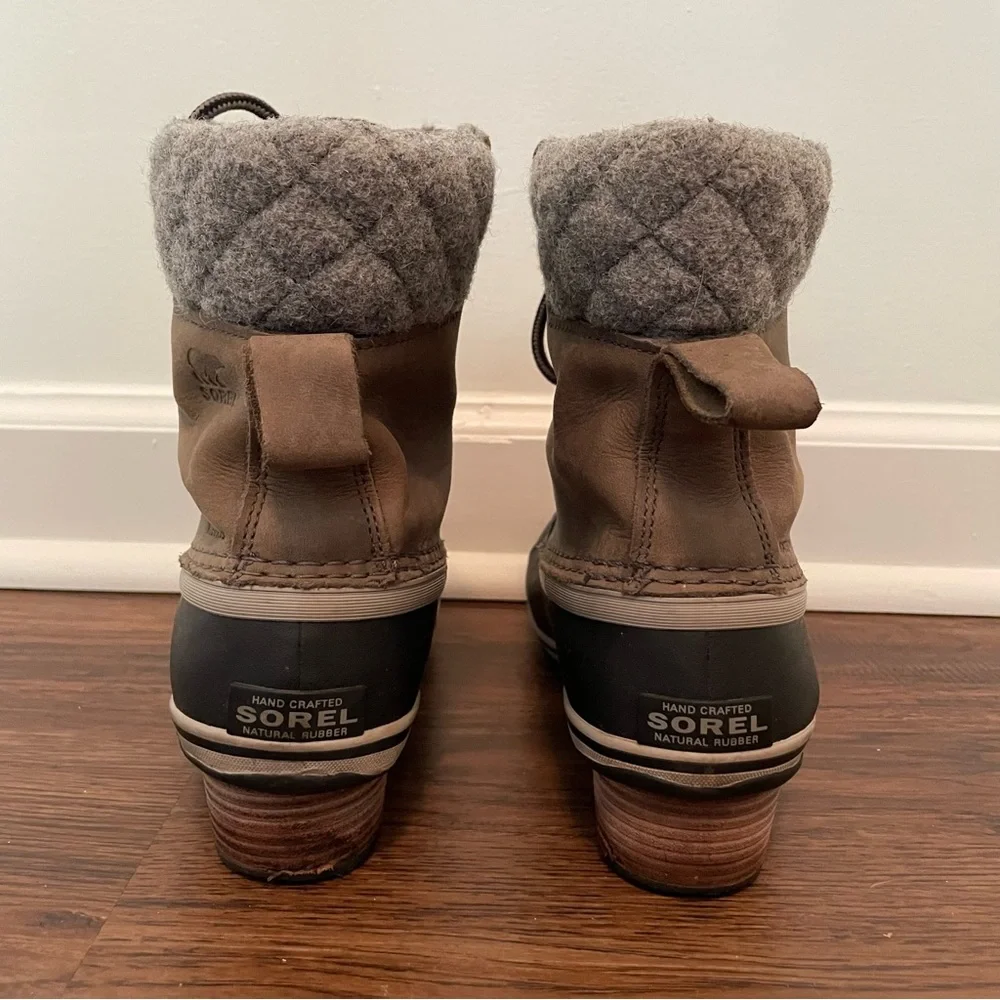 Sorel Slimpack ll Lace Boot Sz 7.5 Leather Winter Duck Boot Lace Up